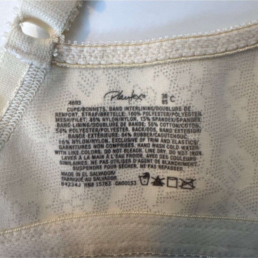 Playtex Womens Floral Soft Cup Bra 38C Beige Full Coverage Non-Wired Adjustable - Picture 3 of 7